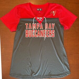 Tampa Bay Buccaneers women's lace front top short sleeve Large NFL Official